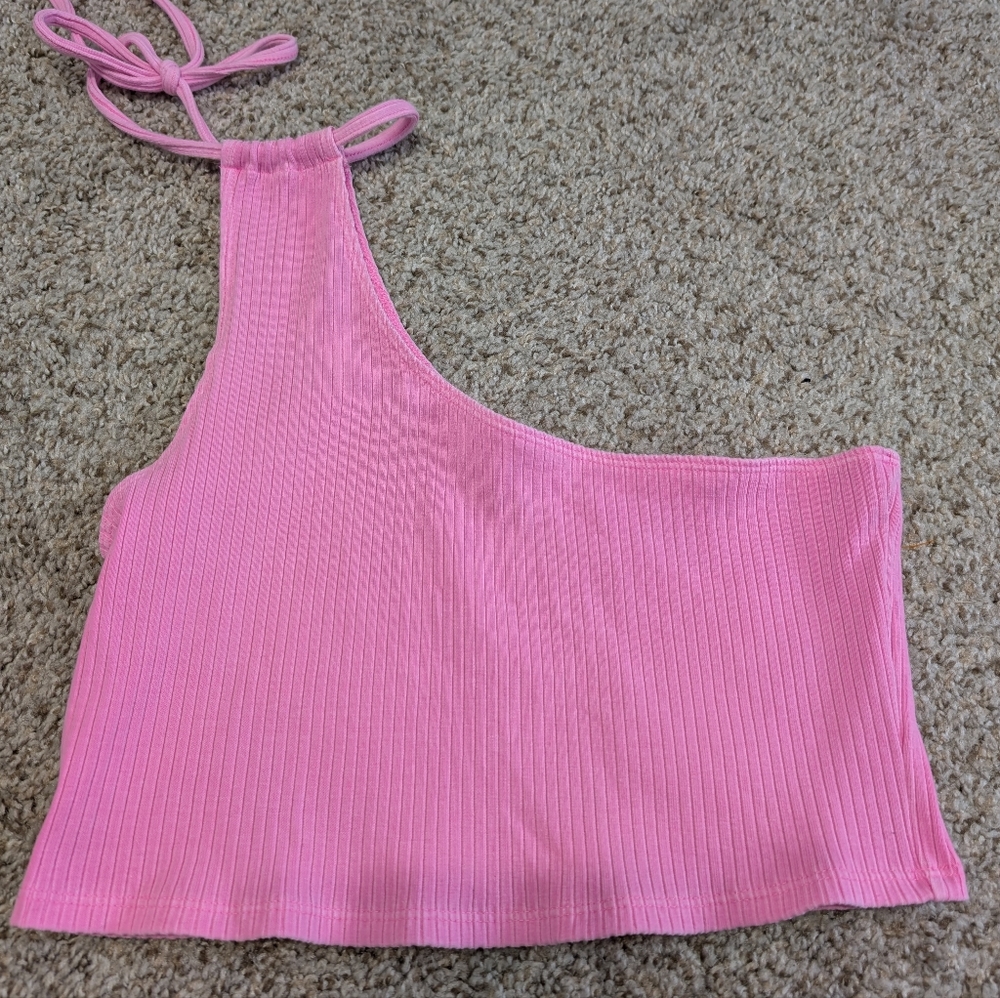 Aerie Ribbed One Shoulder Crop Top